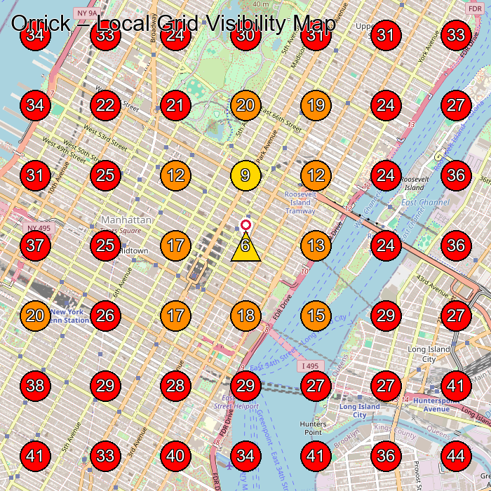 Orrick GeoGrid visibility map for Legal Services in New York